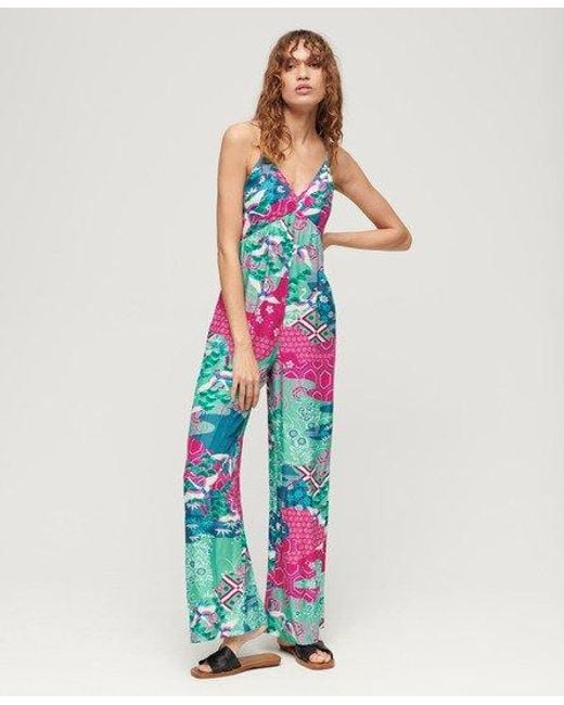 Superdry White Printed Cami Jumpsuit