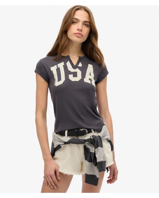 Superdry Black Athletic Essentials Notch Neck Graphic T-Shirt