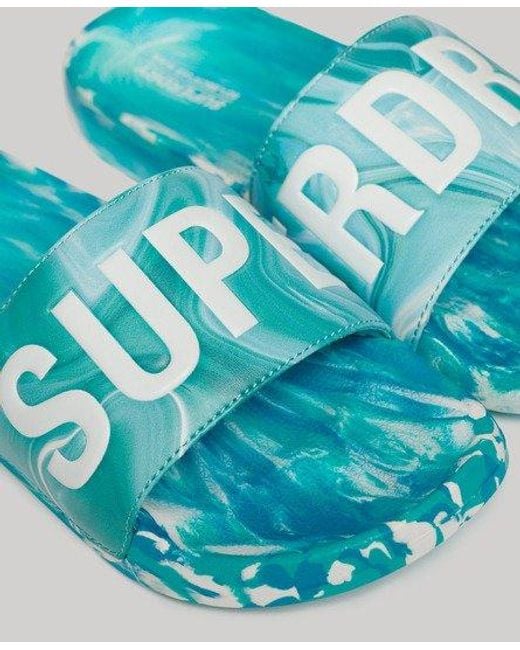 Superdry Marble Vegan Badslippers in het Blue