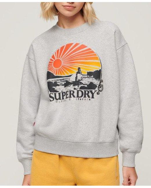 Superdry Travel Souvenir Sweatshirt Met Losse Pasvorm in het Gray