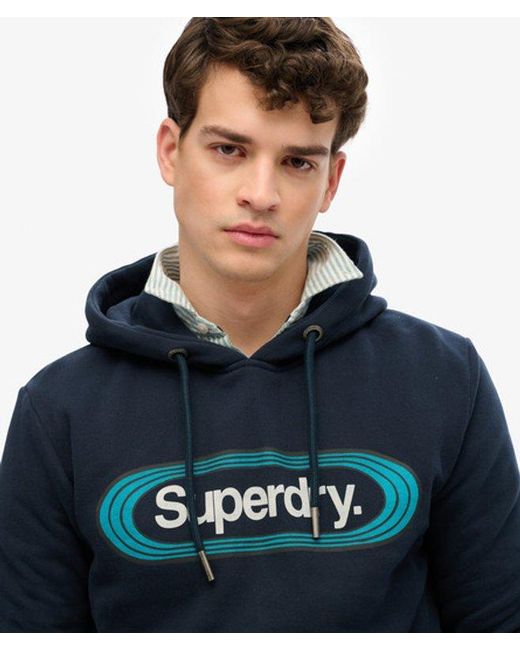 Superdry Blue Vintage Trade Tab Hoodie for men