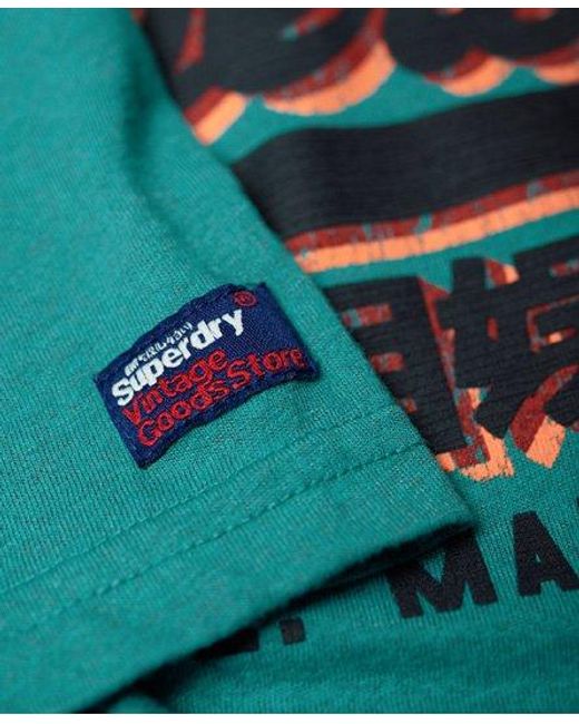 Superdry Green Vintage Logo Panel Lite T-Shirt Aquamarine Grit for men