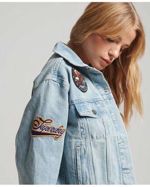 Superdry Blue Vintage Patched Trucker Jacket Echo Light Vintage