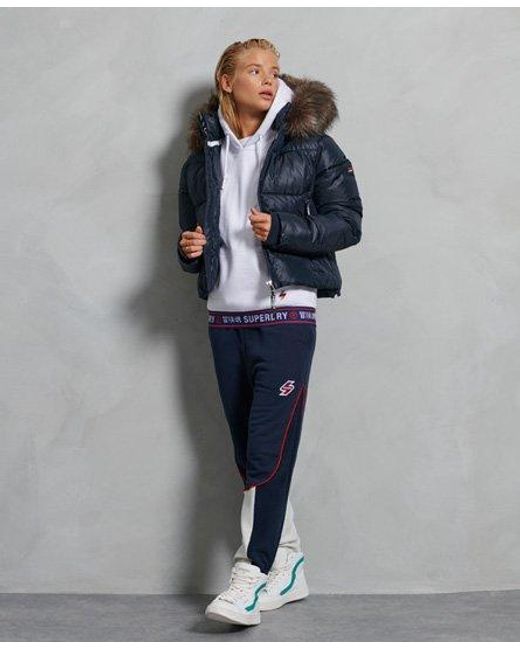 Superdry Gray Sport Puffer Borg Crop Jacket Eclipse