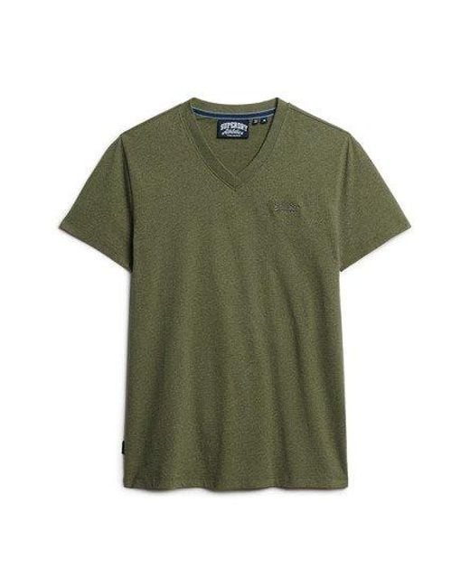 Superdry Green Organic Cotton Essential Logo V Neck T-shirt for men