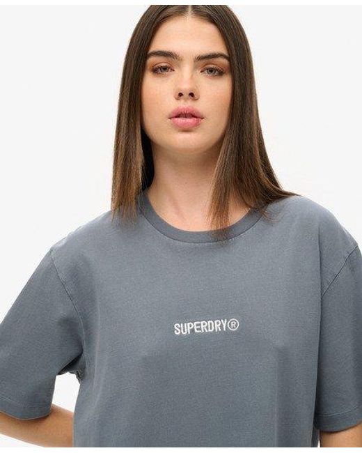 Superdry Blue Oversized Micro Logo Graphic T-shirt