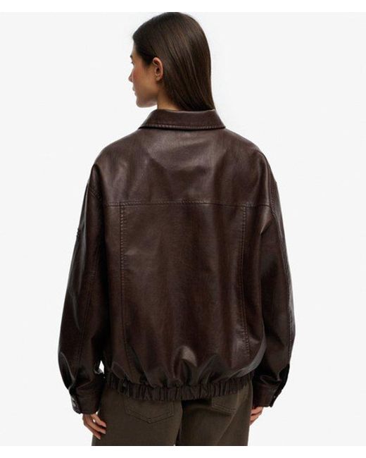 Superdry Brown & Co Collared Oversized Bomber Jacket