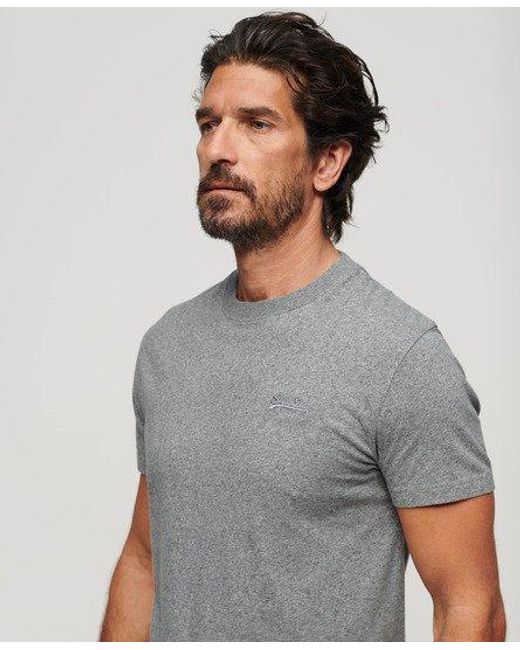 Superdry Gray Organic Cotton Essential Logo T-shirt for men