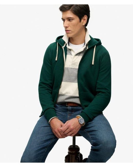 Superdry Green & Co Monogram Embroidered Zip Hoodie for men