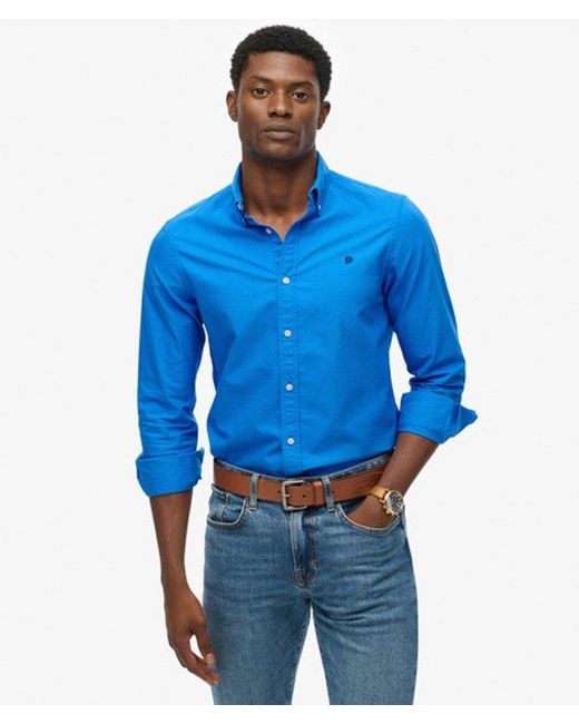 Superdry Blue Classic Oxford Long Sleeve Shirt for men
