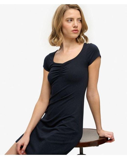 Superdry Blue Sweetheart Jersey Mini Dress