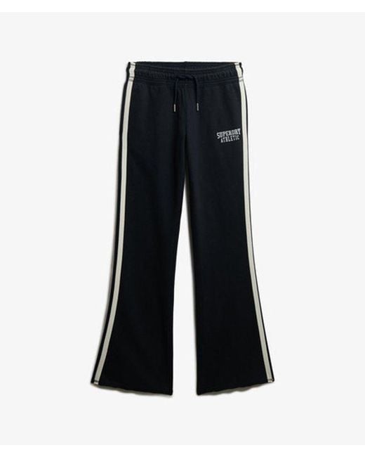 Superdry Athletic joggingbroek Met Wijde Pijpen En Strepen in het Blue