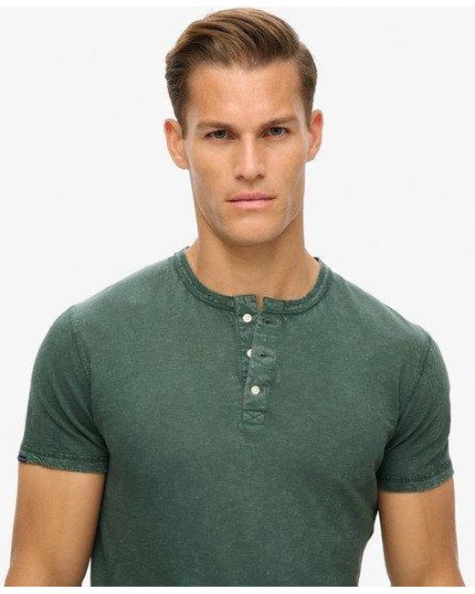 Superdry Green Relaxed Fit Short Sleeve Grandad Top for men