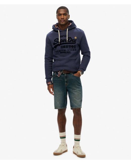 Superdry Blue & Co Vintage Logo Tonal Hoodie for men