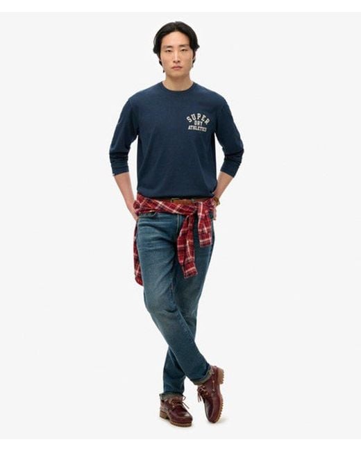 Superdry Blue Athletic Essentials Long Sleeve Top for men