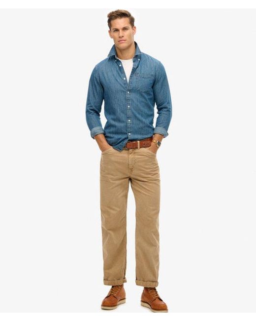 Superdry Blue & Co Essential Long Sleeve Denim Shirt for men