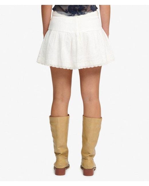 Superdry Blue & Co Broderie Trim Mini Skirt