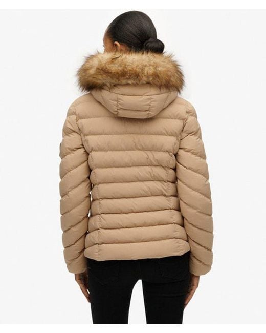 Superdry Brown & Co Fuji Faux Fur Hood Padded Jacket