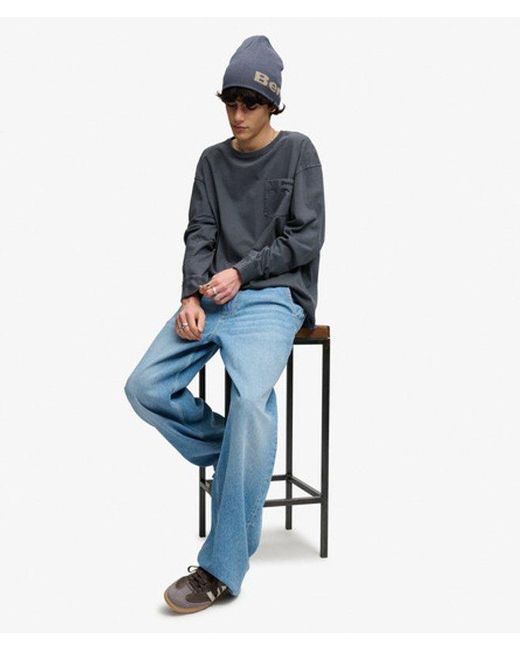 Superdry Black Bench X & Co Bench Boxy Long Sleeve Pocket Top for men