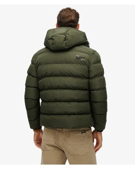 Superdry Green Hooded Sports Puffer Jacket for men