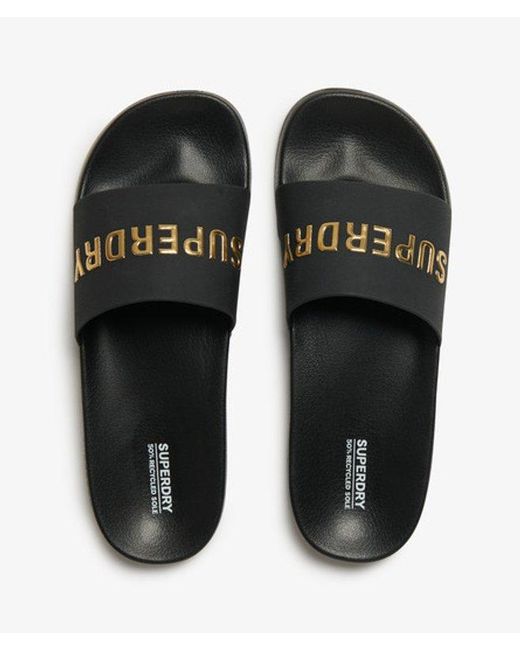 Superdry Black & Co Logo Pool Sliders for men
