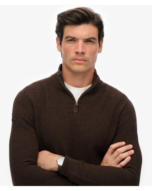 Superdry Black & Co Cotton Texture Half-zip Jumper for men