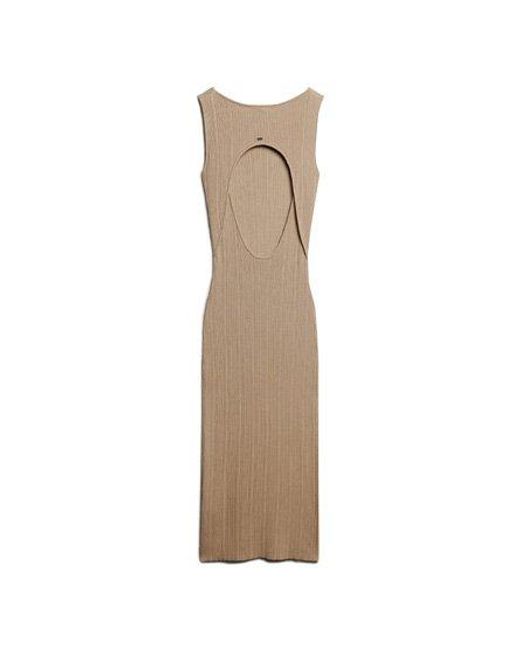 Superdry Natural Backless Knitted Midi Dress