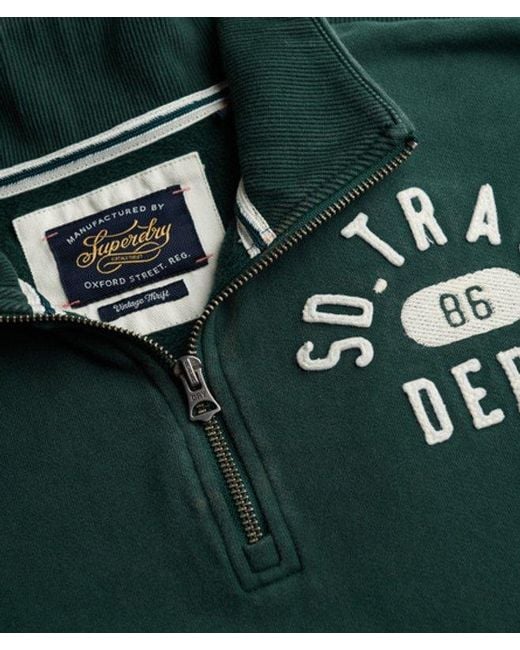 Superdry Green & Co Athletic Essentials Applique Half Zip Sweatshirt