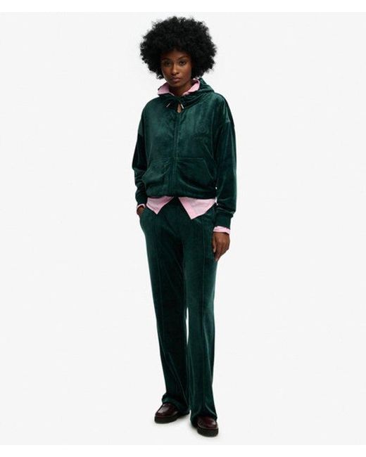 Superdry Green & Co Country Club Velour Zip Hoodie