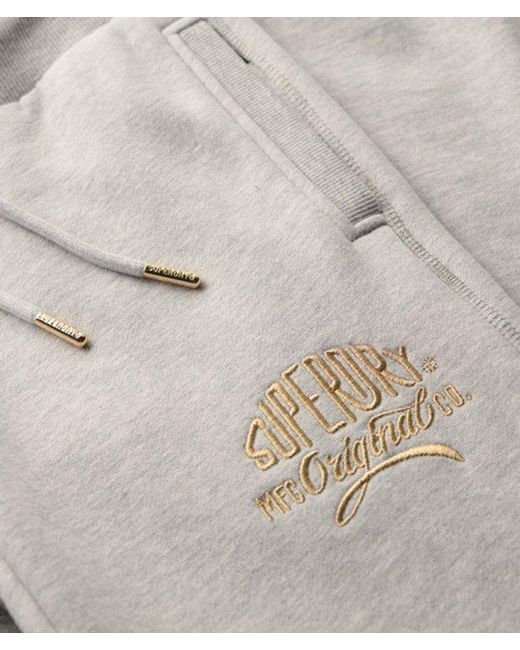 Superdry White Luxe Metallic Logo Slim Joggers
