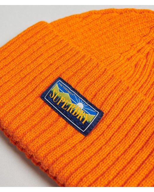 Superdry Orange Wool Blend Radar Beanie