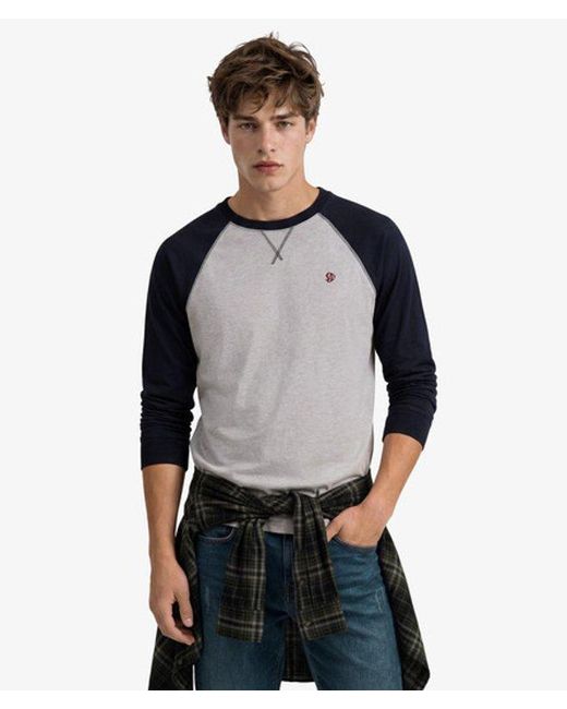 Superdry Gray & Co Vintage Athletic Baseball Top for men