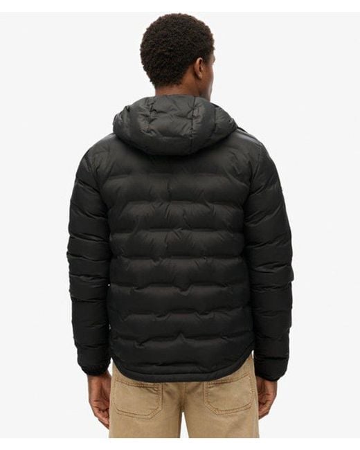 Superdry Black & Co Hooded Quilted Puffer Coat for men