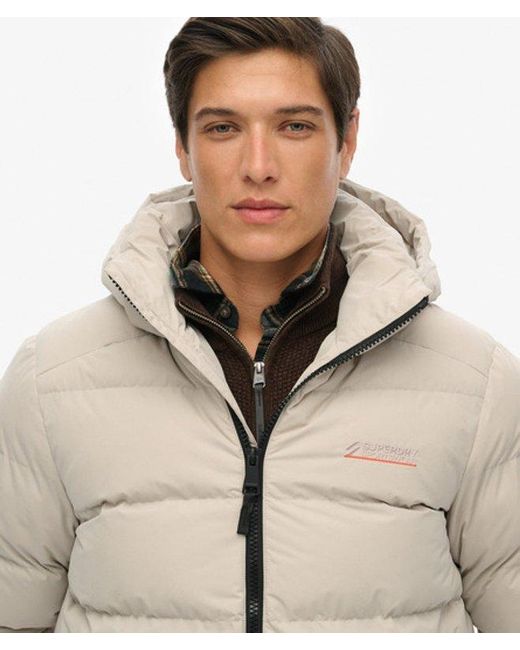Superdry Men's Natural Hooded Microfibre Sport Puffer Jacket