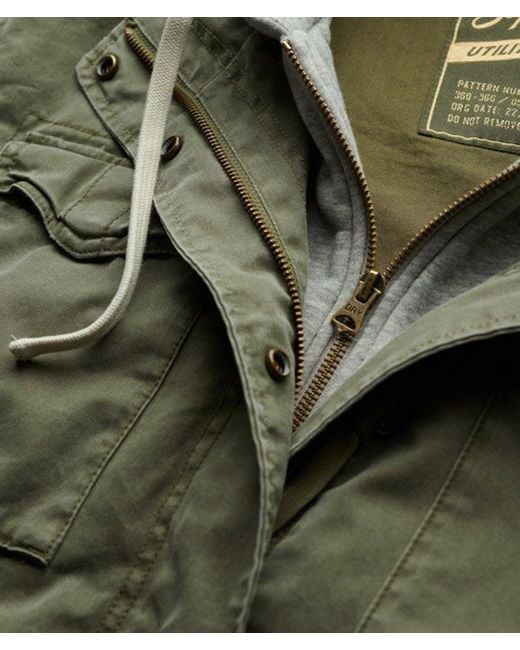 Superdry Green Jersey Hooded Military Jacket