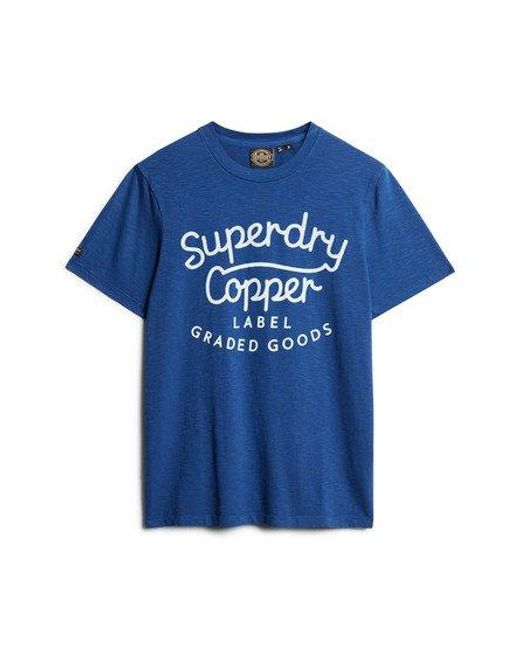 Superdry Blue Copper Label Script T-shirt - Size: Xl for men