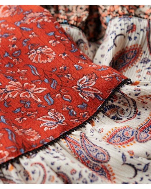 Superdry Red Printed Maxi Skirt