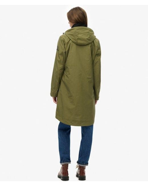 Superdry Lange Shell Parka Met Capuchon in het Green
