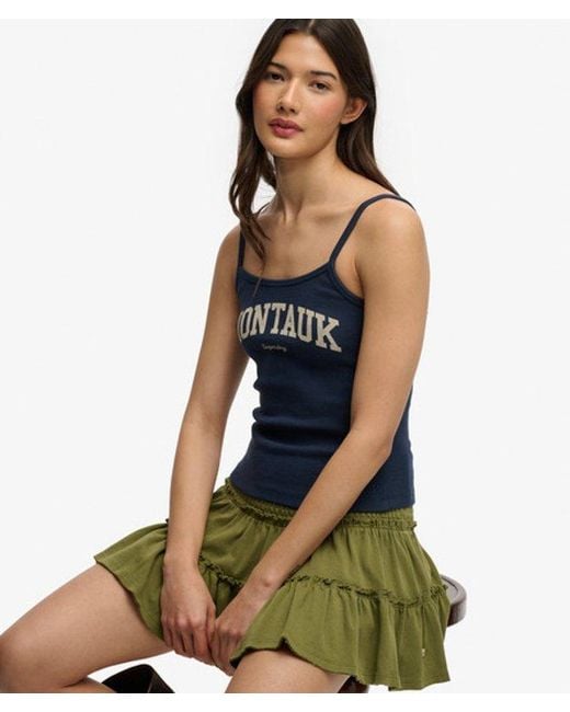 Superdry Blue & Co Athletic Essentials Graphic Print Cami Top