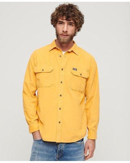 Superdry Overhemd Van Fijne Corduroy Met Lange Mouwen in het Yellow voor heren