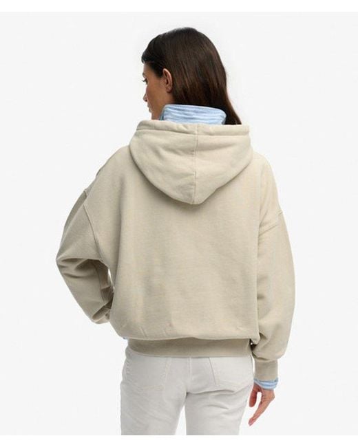 Superdry Gray & Co Luxe Casual Embroidered Relaxed Hoodie
