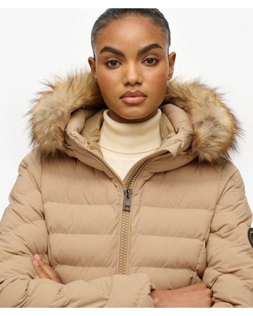 Superdry Brown & Co Fuji Faux Fur Hood Padded Jacket