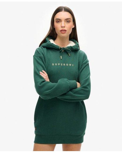 Superdry Luxe Metallic Logo Hoodie Dress in Green Lyst UK