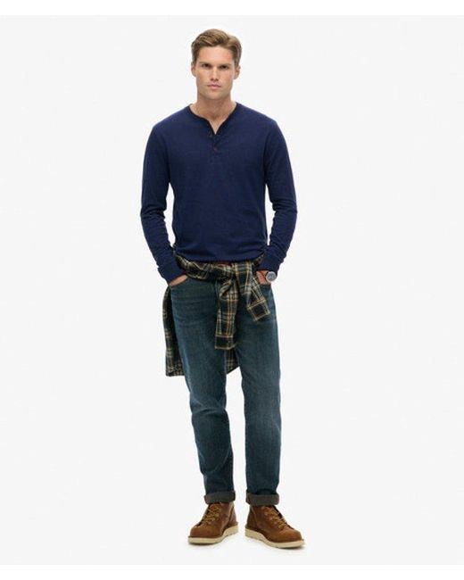 Superdry Blue Classic Essential Grandad Top for men