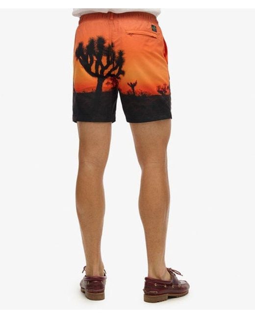 Superdry Red & Co Photographic 17-inch Recycled Swim Shorts for men