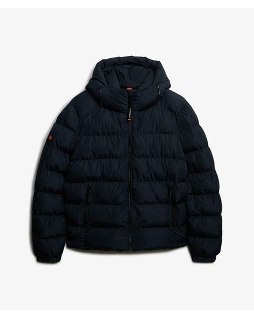 Superdry Blue & Co Hooded Sports Puffer Jacket for men