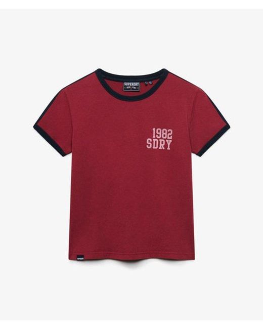 Superdry Red Athletic Essentials Side Stripe T-Shirt