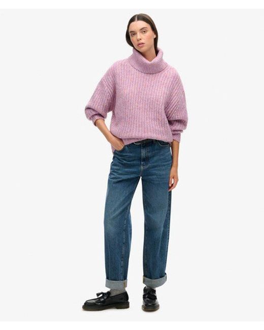Superdry Pink & Co Brushed Rib Slouch Neck Jumper
