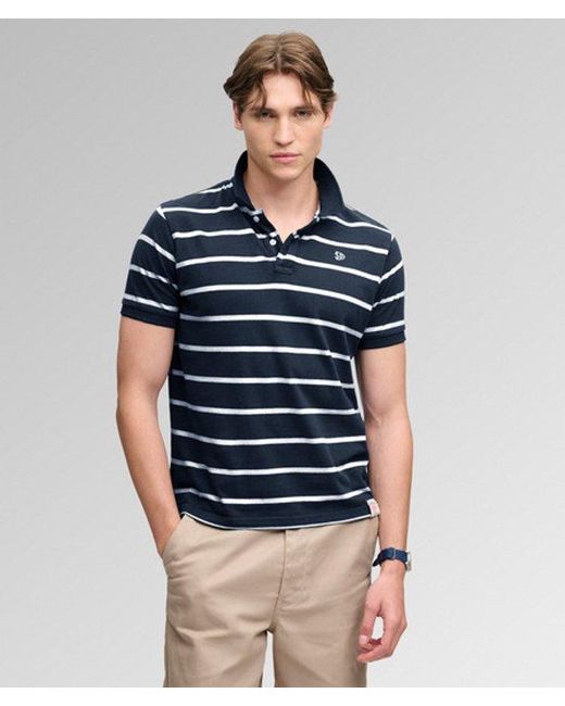 Superdry Blue & Co Vintage Stripe Jersey Polo Shirt for men