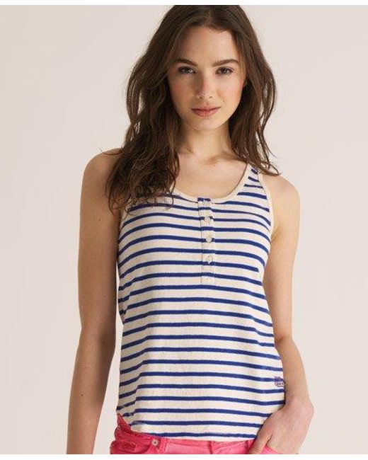 Superdry Blue Icarus Boating Tank Top Royal Stripe